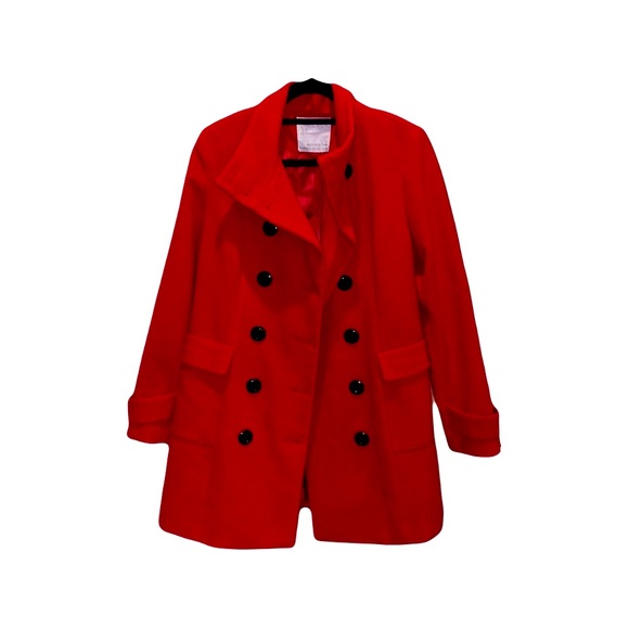Forever 21 Red Peacoat Large - Picture 2 of 6